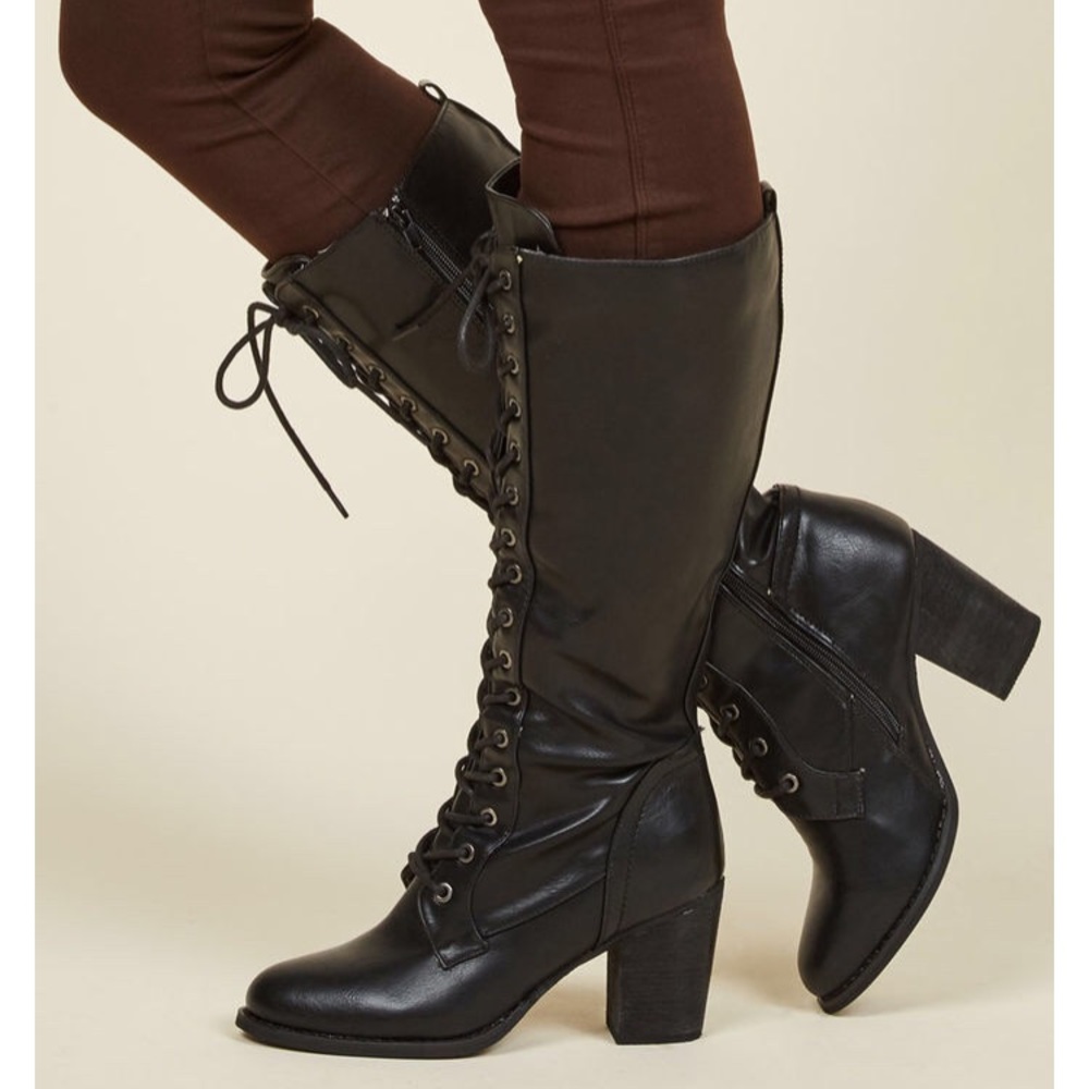 Black Lace Up Boot Heels (ModCloth)